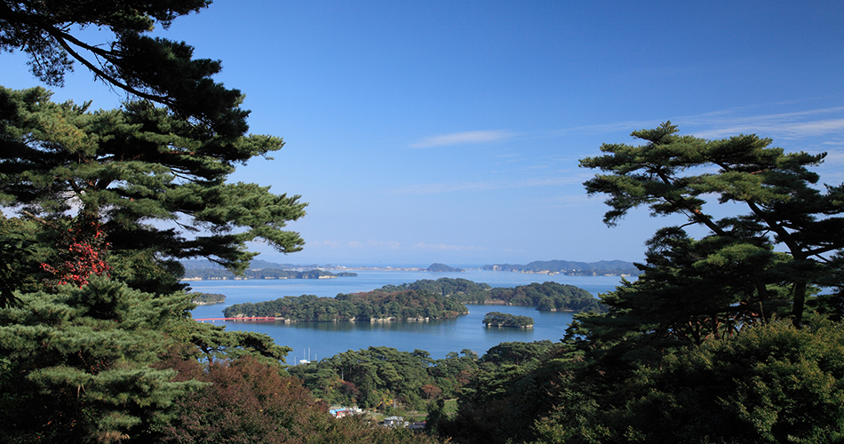 Picture of This is a great view of Matsushima that impressed Masamune DATE and Basho MATSUO. A fascinating place which has the Buddhist culture represented by Zuigan Temple, and rich ingredients in the mountains and seas, Matsushima hot springs, etc.,
