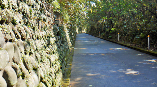 利島 玉石の石垣