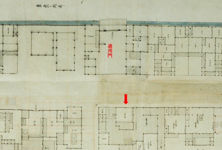 幸橋内東京府庁総地絵図（通用門付近部分）東京都立中央図書館所蔵
