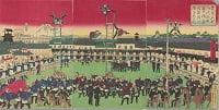 東京名所八代洲町警視庁火消出初梯子乗之図
