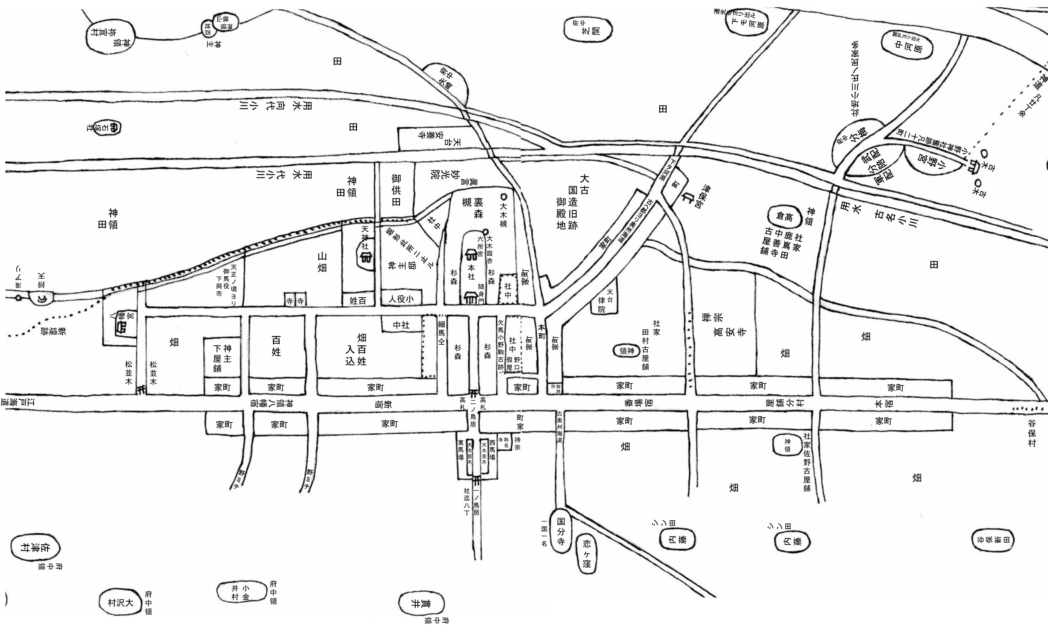 六所宮（現大國魂神社）付近拡大図　解読