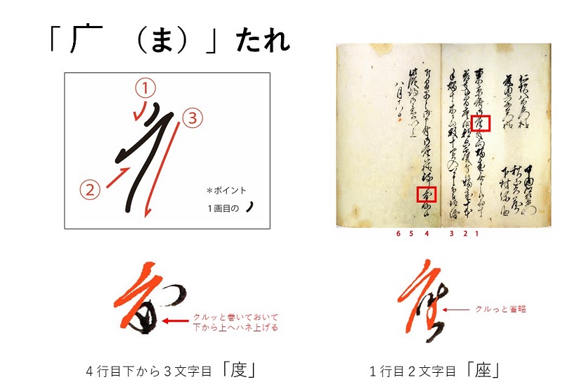 「ま」たれのくずし方画像
